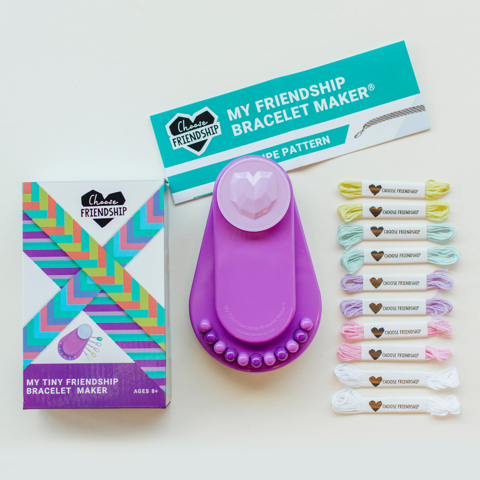 Choose Friendship, My Tiny Friendship Bracelet Maker, 10 Pre-Cut Threads - Makes up to 4 Bracelets