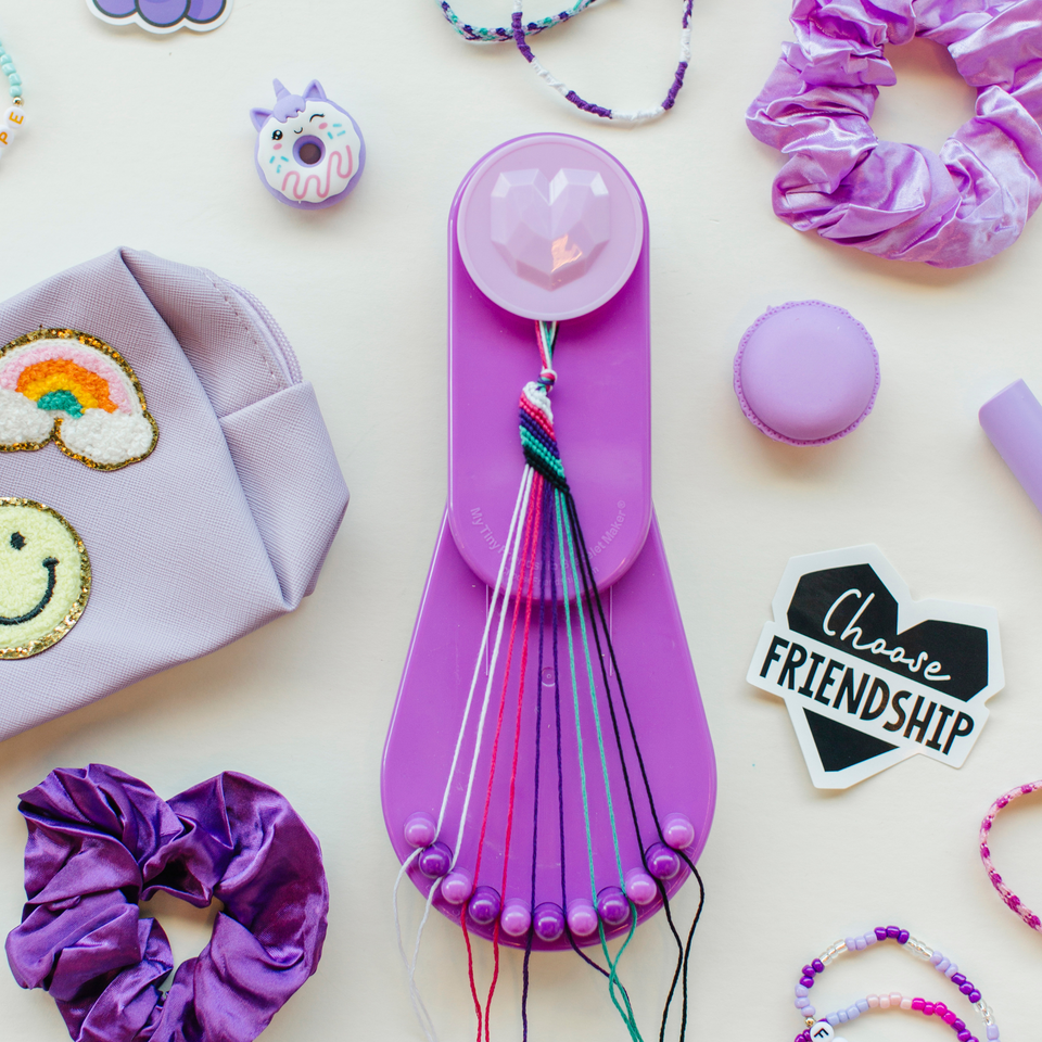 Choose Friendship, My Tiny Friendship Bracelet Maker, 10 Pre-Cut Threads - Makes up to 4 Bracelets