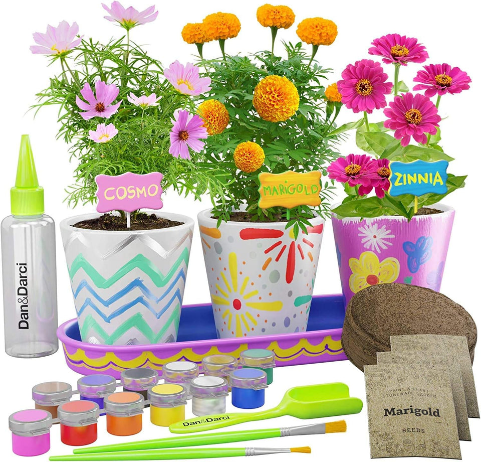 Paint & Plant Stoneware Flower Gardening Kit by Surreal Brands