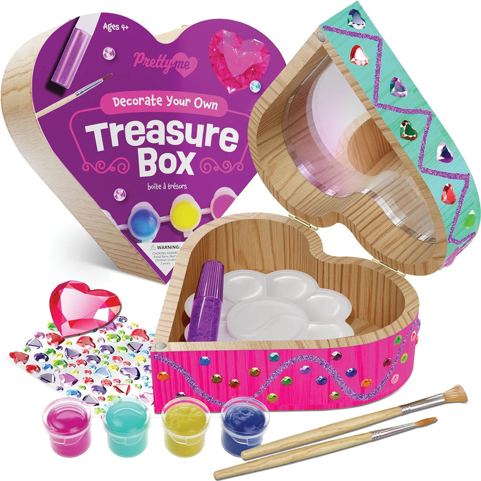 Paint Your Own Wooden Kids Heart Treasure Box Kit by Surreal Brands