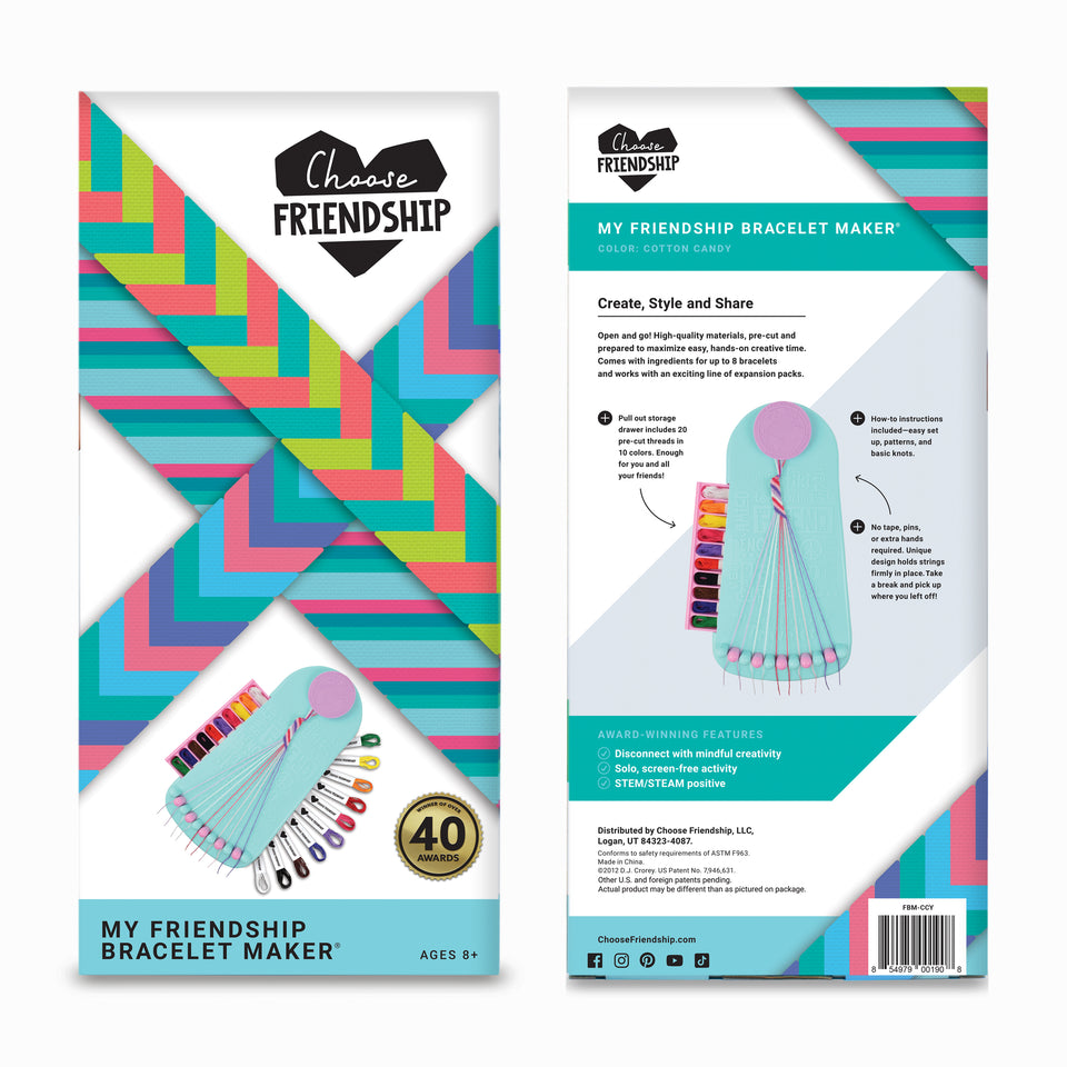 Choose Friendship, My Friendship Bracelet Maker®, 20 Pre-cut Threads - Makes Up to 8 Bracelets