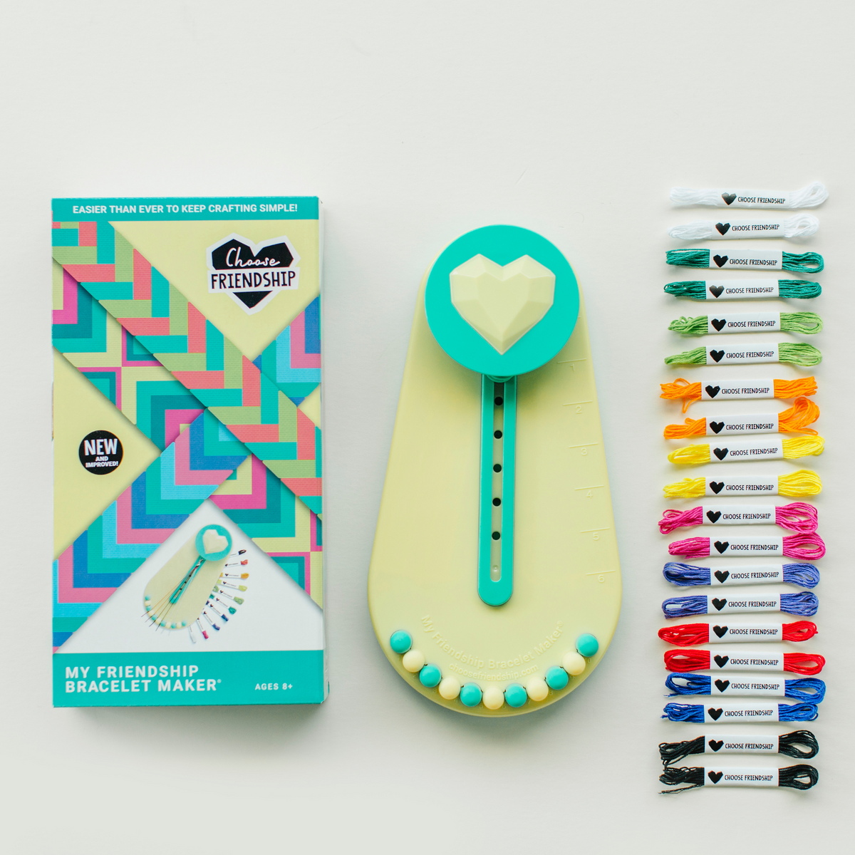 Choose Friendship, My Friendship Bracelet Maker® (v2), 20 Pre-Cut Threads Makes Up to 8 Bracelets
