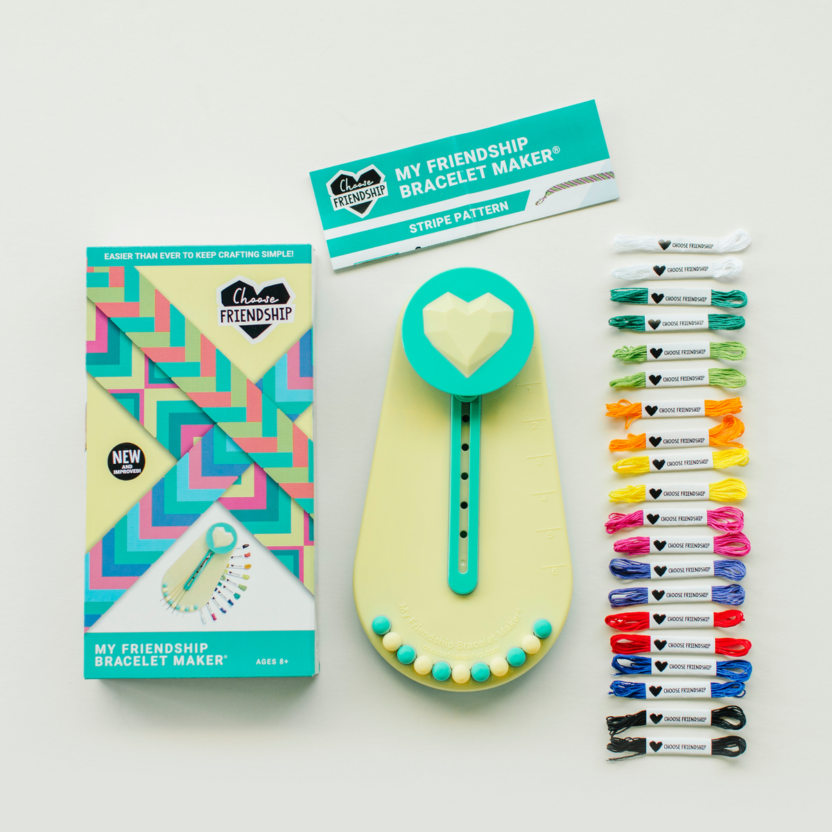 Choose Friendship, My Friendship Bracelet Maker® (v2), 20 Pre-Cut Threads Makes Up to 8 Bracelets