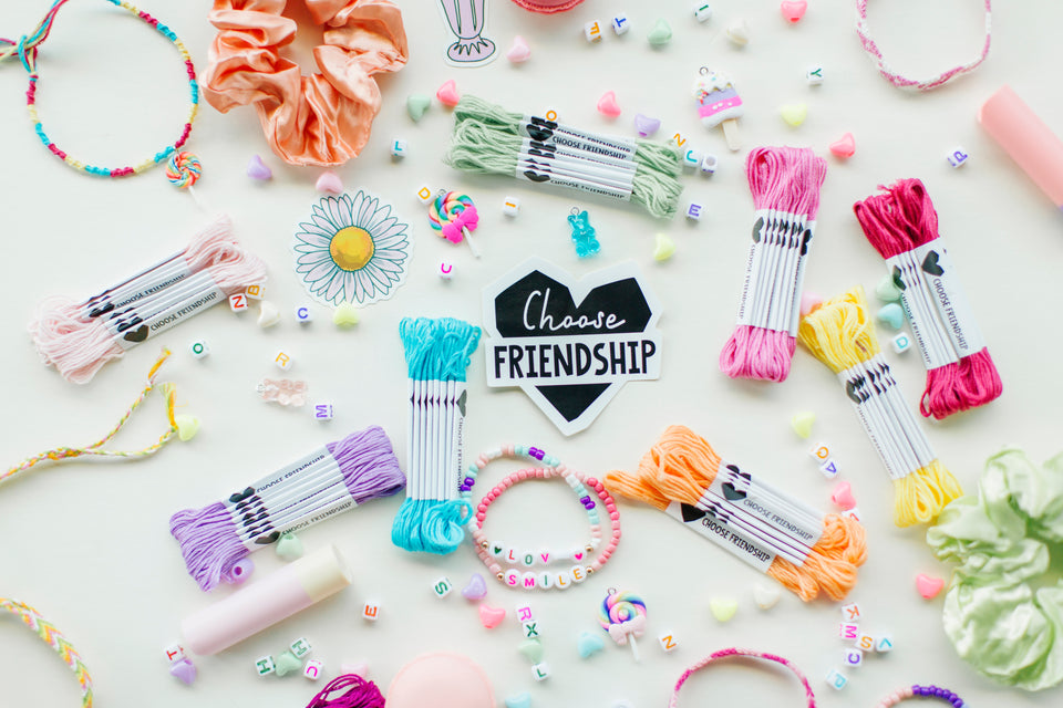 Choose Friendship, My Friendship Bracelet Maker Be Sweet Expansion Pack, 80 Pre-Cut Threads and 75 Beads/Charms, Makes 16-32 Bracelets