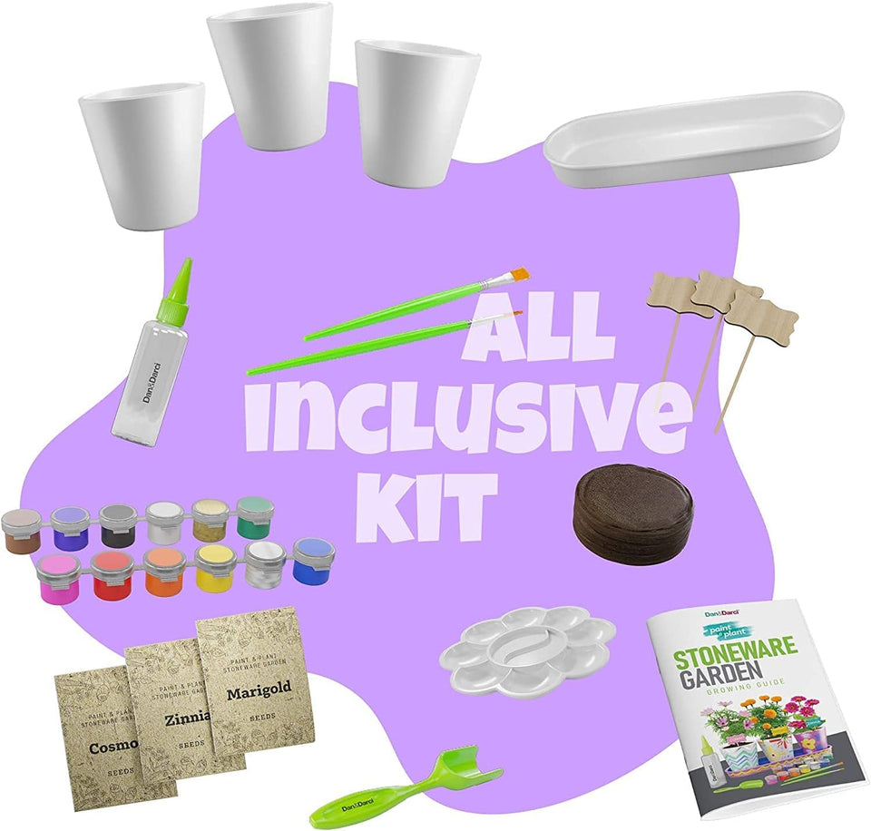 Paint & Plant Stoneware Flower Gardening Kit by Surreal Brands