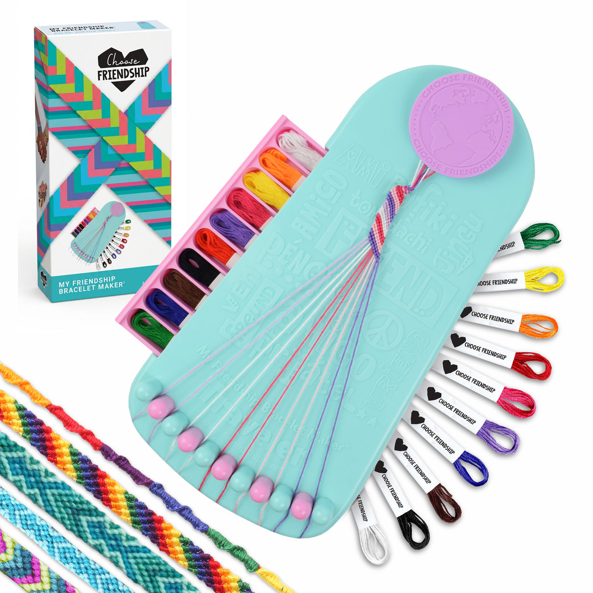 Choose Friendship, My Friendship Bracelet Maker® – Cotton Candy (Pastel), 20 Pre-Cut Threads – Makes Up to 8 Bracelets