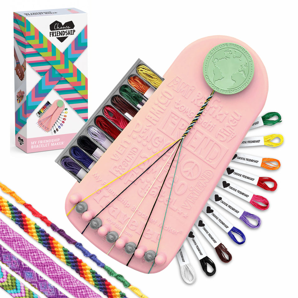 Choose Friendship, My Friendship Bracelet Maker® – Macaroon (Pink), 20 Pre-Cut Threads – Makes Up to 8 Bracelets