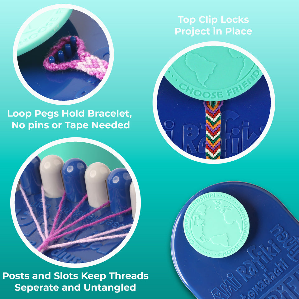 Choose Friendship, My Friendship Bracelet Maker® – Blueberry (Blue), 20 Pre-Cut Threads – Makes Up to 8 Bracelets