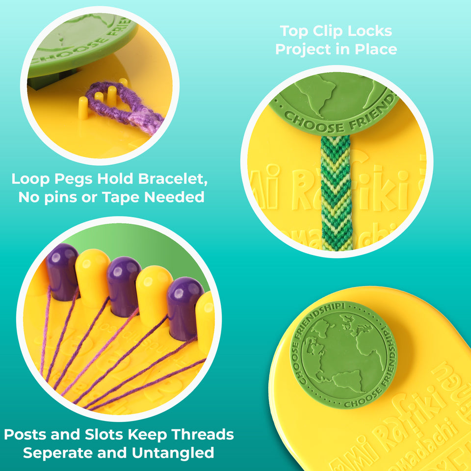 Choose Friendship, My Friendship Bracelet Maker® – Pineapple (Yellow), 20 Pre-Cut Threads – Makes Up to 8 Bracelets