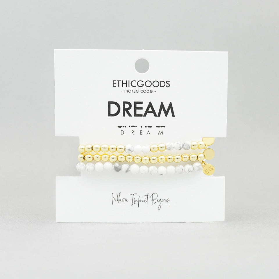 DREAM Morse Code Stacking Bracelet Set by ETHICGOODS