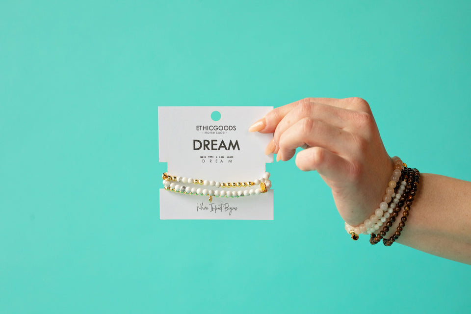 DREAM Morse Code Stacking Bracelet Set by ETHICGOODS