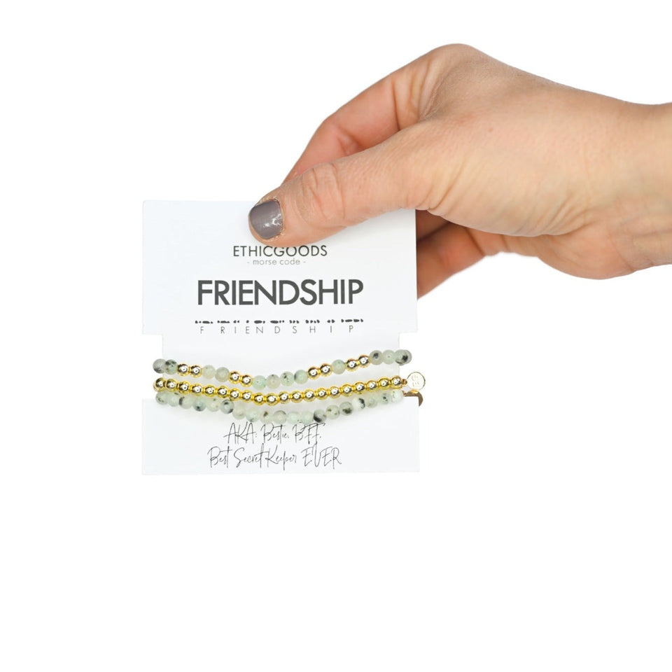 FRIENDSHIP Morse Code Stacking Bracelet Set by ETHICGOODS